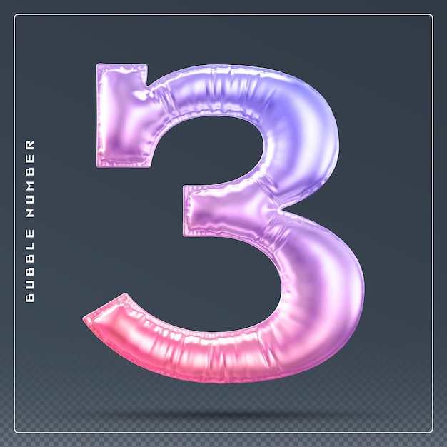 3 gradient de bulle de nombre rendu 3D