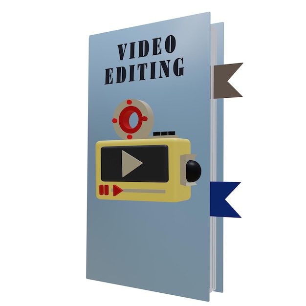 PSD 3 d illustration de l'icône du livre de montage vidéo