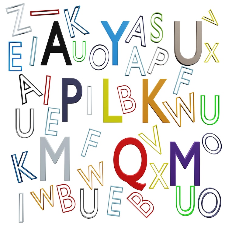 PSD 3 d illustration de l'icône des lettres irrégulières