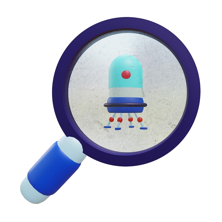 PSD 3 d illustration de l'icône des nanorobots