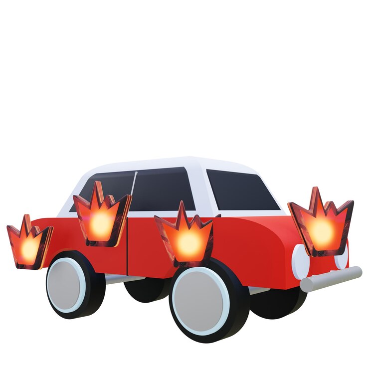 PSD 3 ilustração de um ícone de carro em chamas