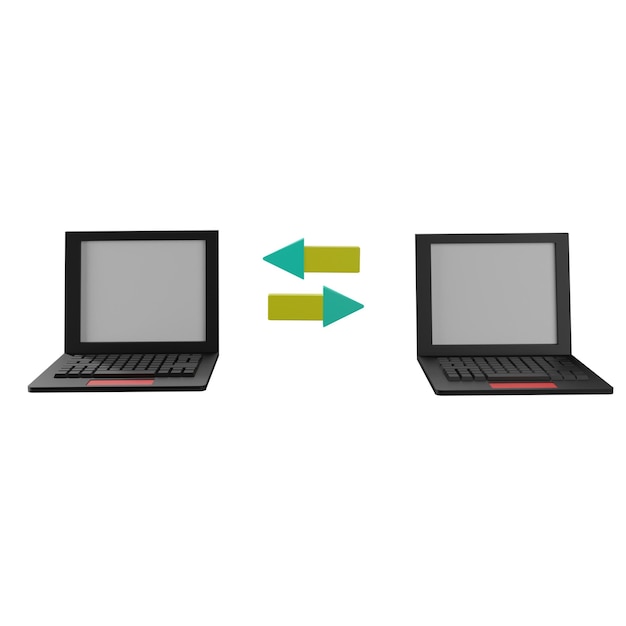 3 Ilustración D de una computadora portátil conectada con un fondo transparente