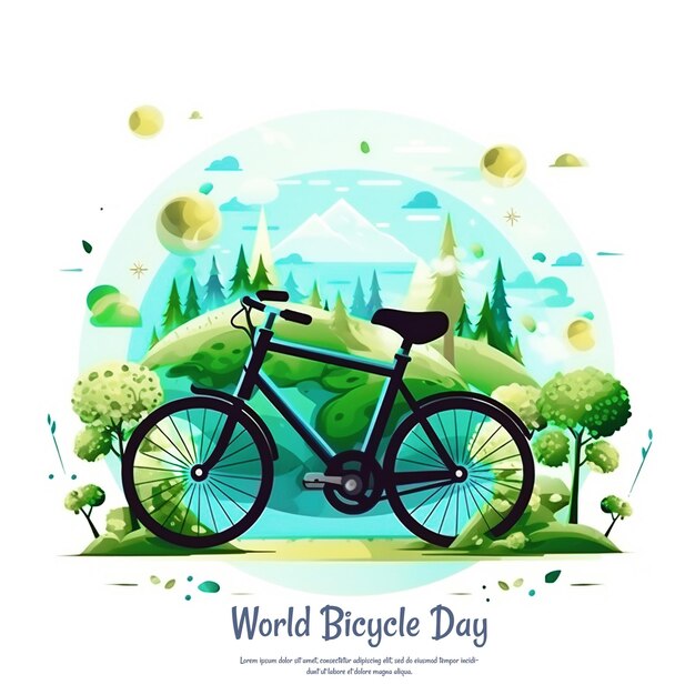 PSD 3 de junio día mundial de la bicicleta bicicleta verde y el mundo preservan el medio ambiente