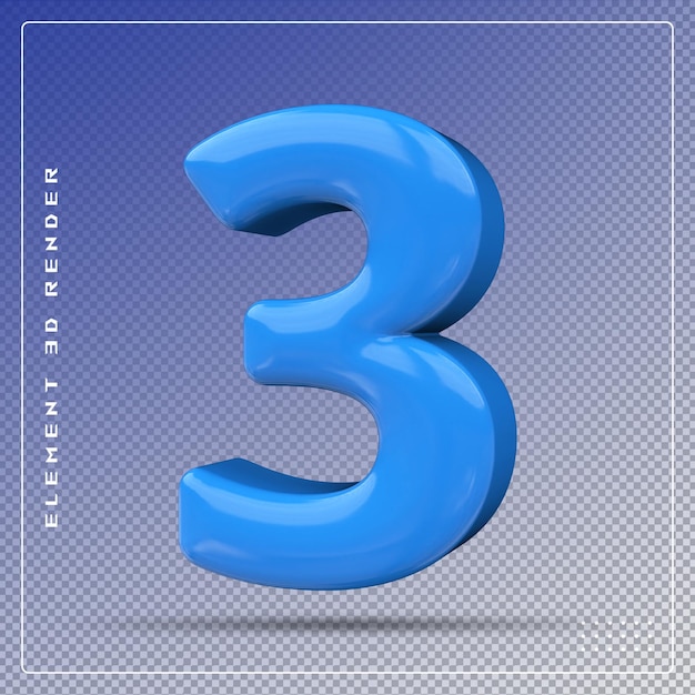 3 numero blu rendering 3d