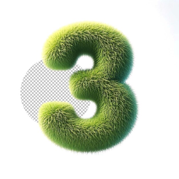 3 números da grama verde isolada em branco