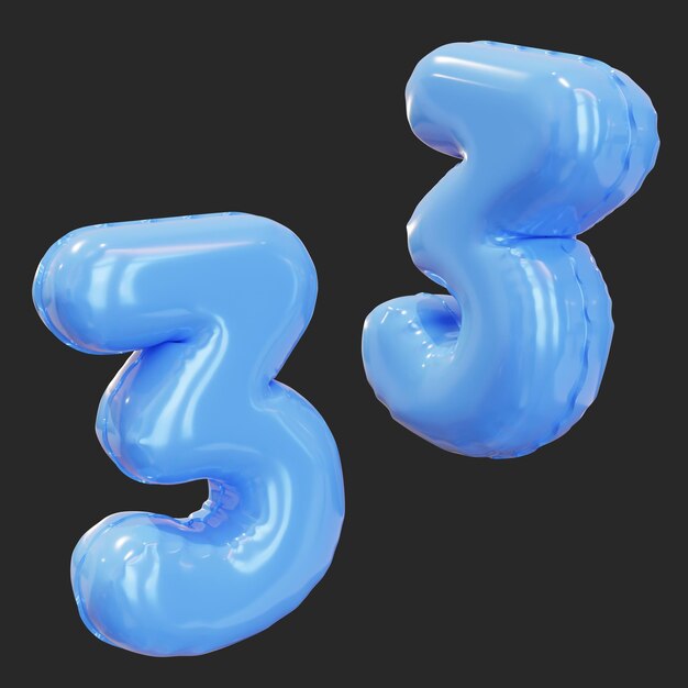 3 números de globo gráfico en 3D