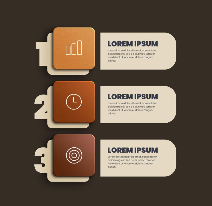 PSD 3 steps process infographic