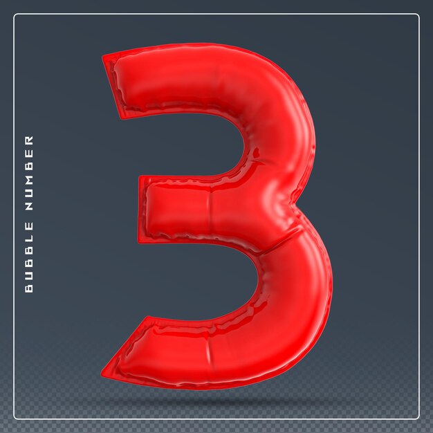 3 Zahlblase rot 3D-Render