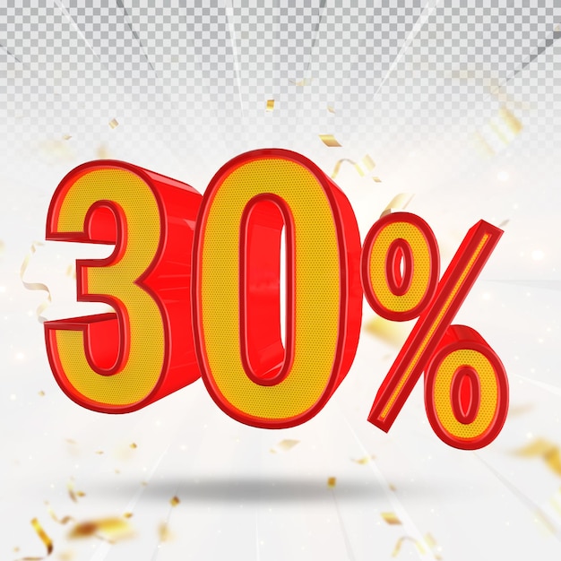 30 por ciento de descuento render 3d PSD Premium