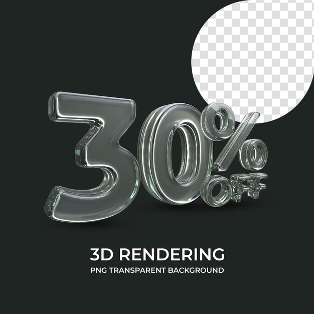 30 por ciento de descuento en renderizado 3d fondo transparente aislado