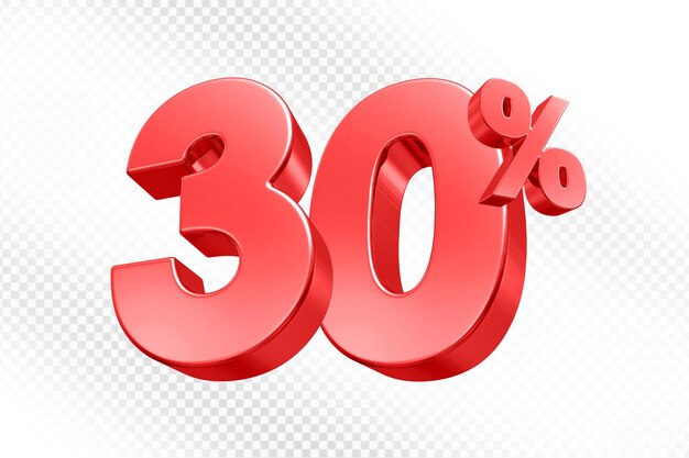 30 por ciento de descuento en rojo 3D