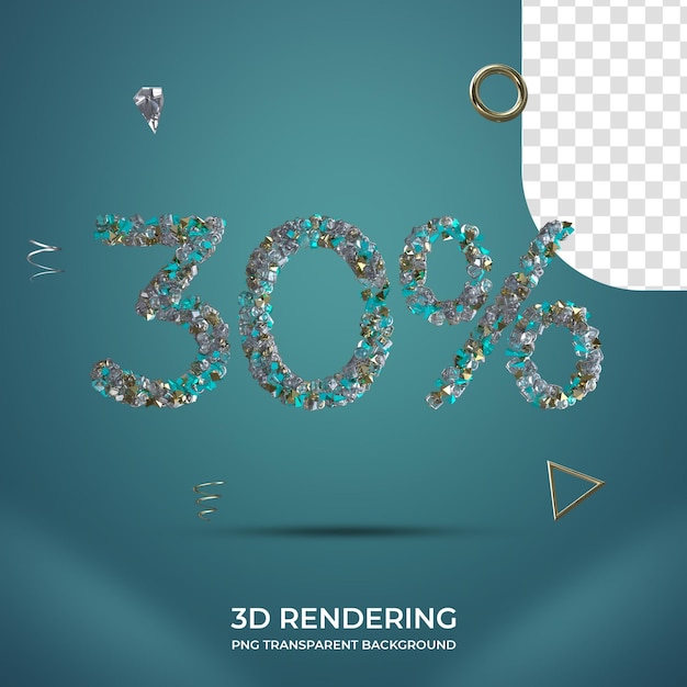 30 por ciento número 3d fondo transparente