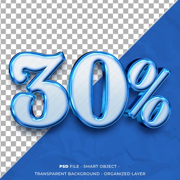 El 30 por ciento ofrece una plantilla con texto de número personalizado con efecto de estilo 3D editable