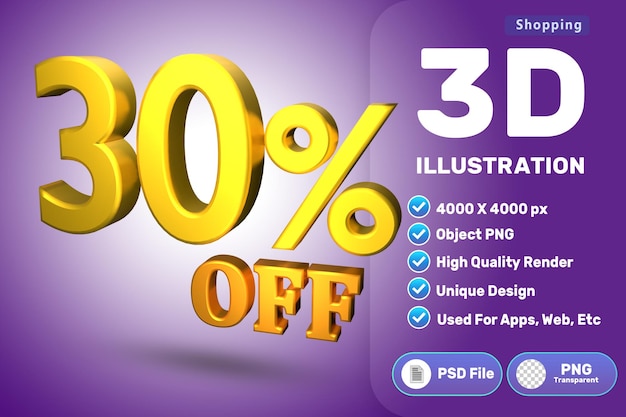 30 descuento Icon de oro 3D de alta calidad