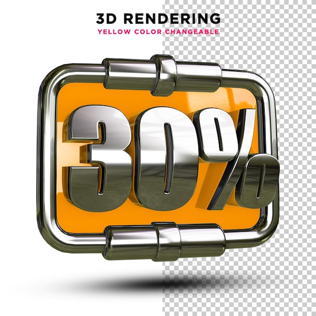 30 per cento di colore giallo e acciaio 3D Rendering Alpha Background Psd