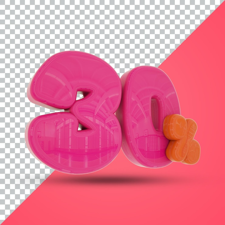 PSD 30 per cento di rendering 3d con sfondo arancione