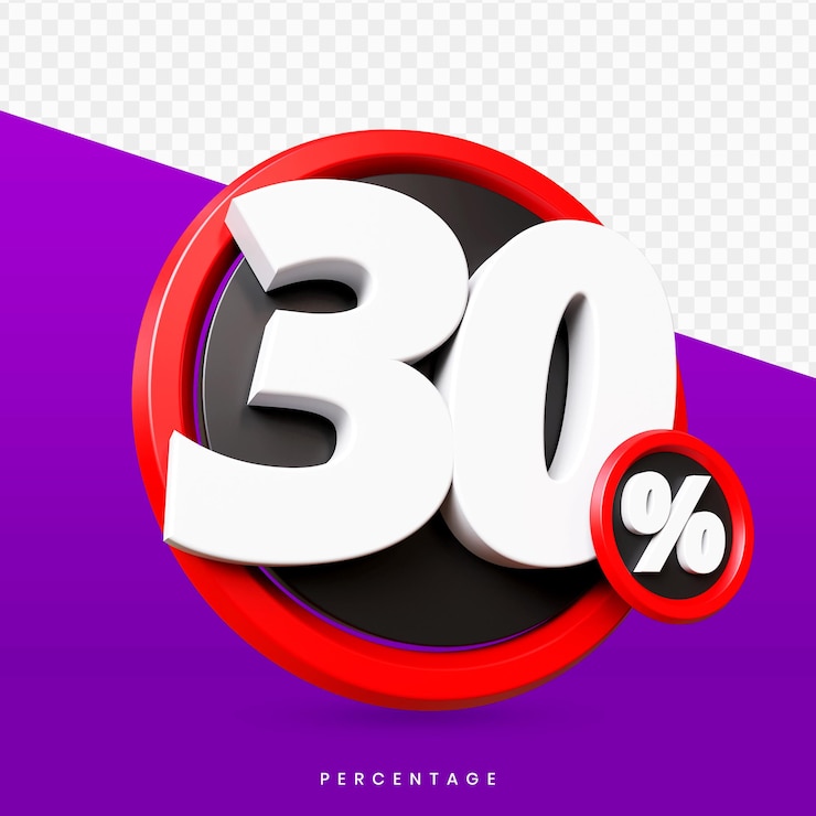 PSD 30 percentage 3d isolated