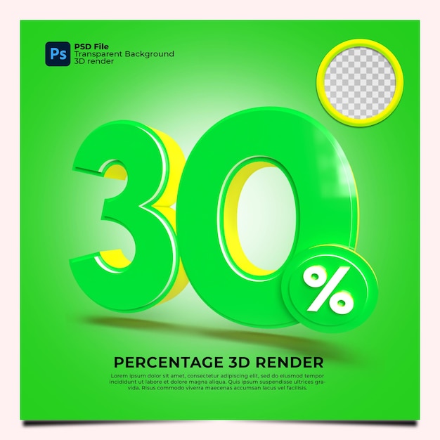 30 Percentuale 3D Render Green