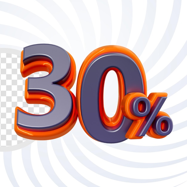 30 por cento de desconto para o conceito de renderização 3d número realista de banner de venda de loja online