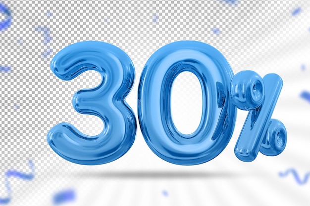 30 por cento de oferta de balão azul em 3d