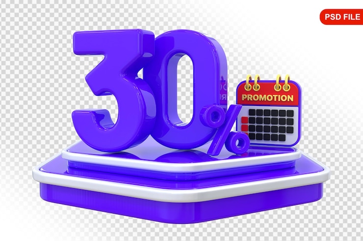 PSD 30 prozent werbeangebot in 3d