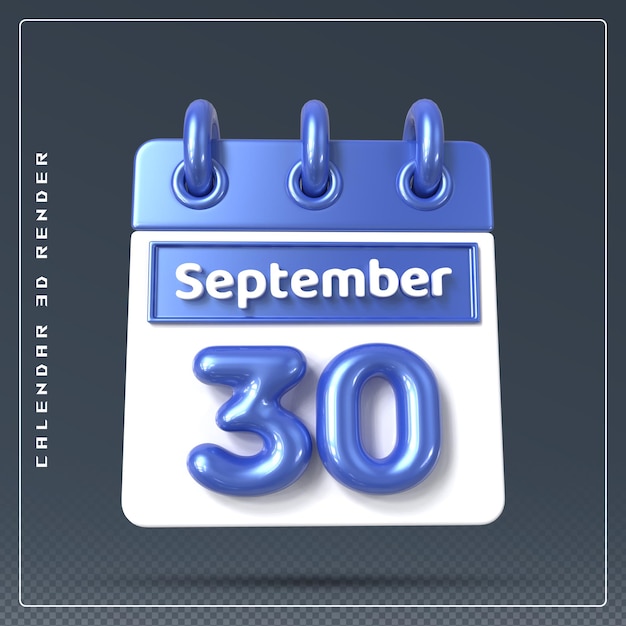 PSD 30 de septiembre calendario 3d render