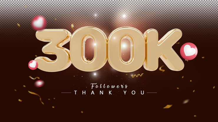 PSD 300k número de seguidor oro 3d