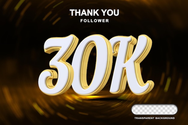 30K Seguidor de oro número 3d