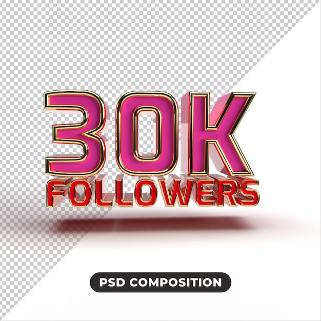 30k seguidores celebración renderizado de texto 3d