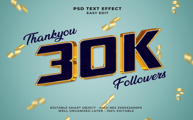30k Seguidores Efeitos de texto 3D
