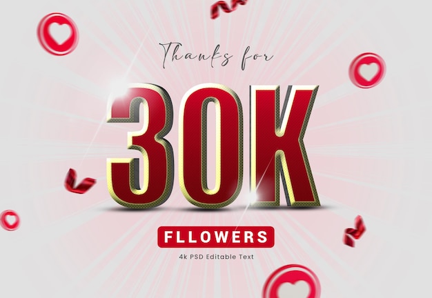 30k Social-Media-Banner für Follower mit bearbeitbarem Text-Effekt