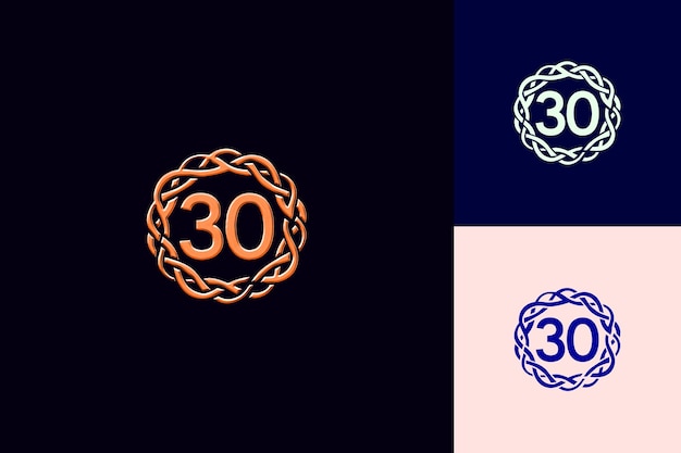 30Th Anniversary Symbol Logo With a Stylized 30 in the Cente Vector Abstract Design Collections