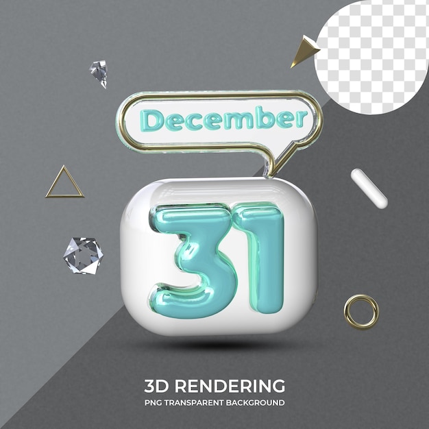 PSD 31. dezember plakatvorlage 3d-rendering