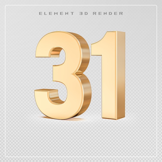 31 numéros d'or rendus en 3D