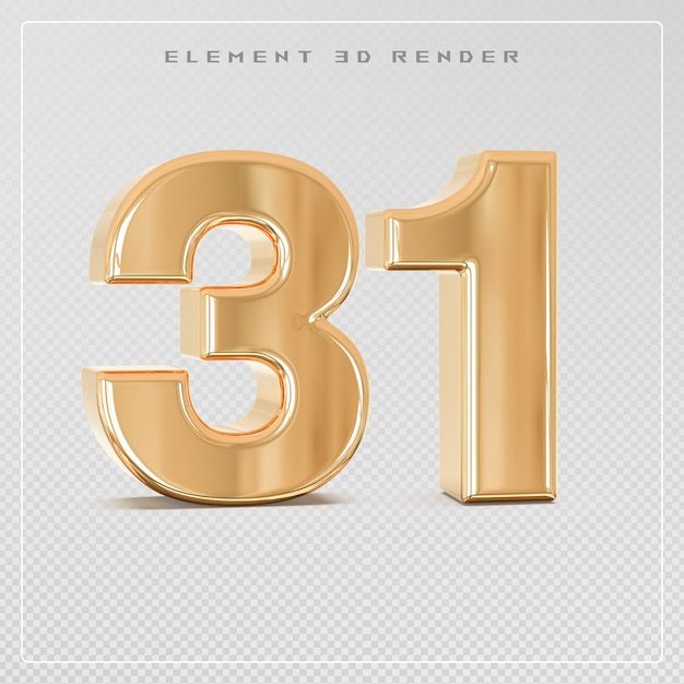 31 numéros d'or rendus en 3D