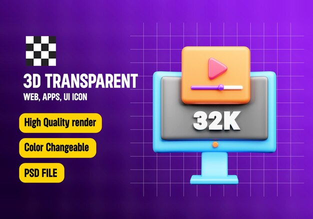 32 K Resolución Icon 3D o las cosas del futuro icon 3D