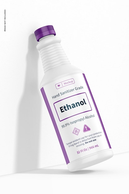 32 oz Medical Alcohol Bottle Mockup, Leaned