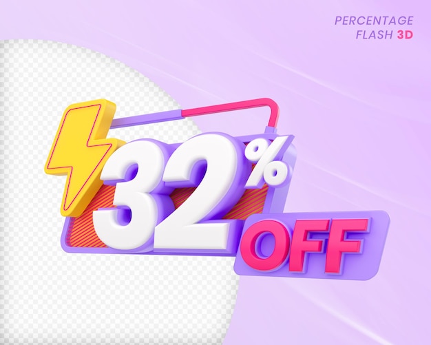 32% de réduction avec l'élément flash Rendu 3D PSD Premium