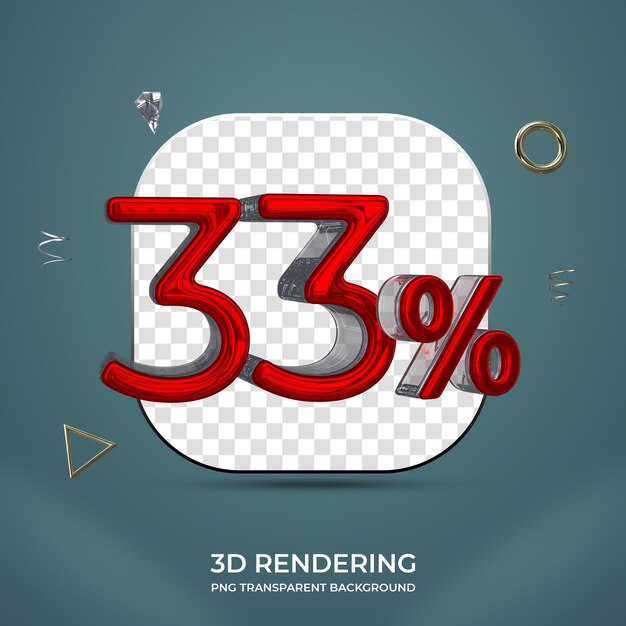 33 por ciento número 3d fondo transparente