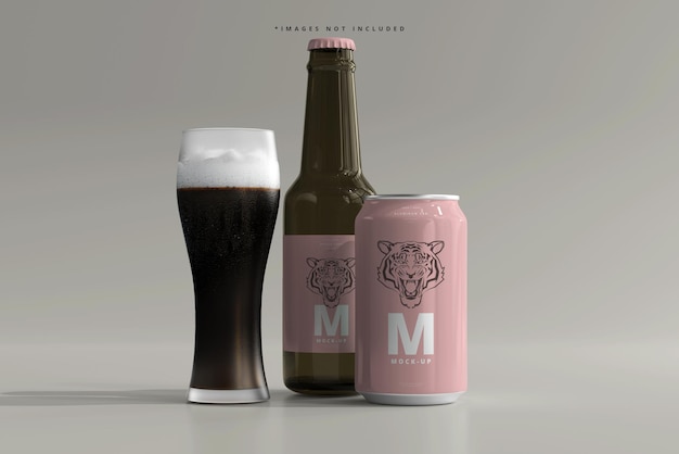 330 Ml De Soda Ou De Bière De Taille Moyenne Et Maquette De Bouteille