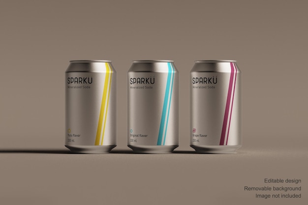 330mL12oz 3 silberne Dosen vorne