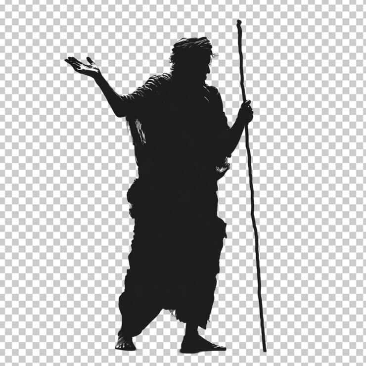 PSD 34 vista silueta negra dibujo ilustrado sobre un fondo transparente