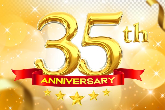 El 35 aniversario de la bandera de oro en 3D