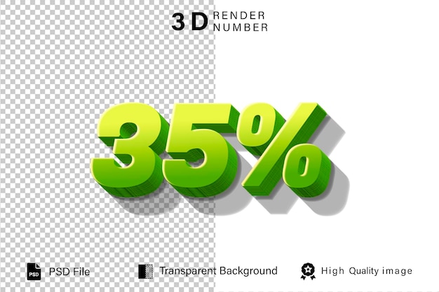 35 centavos de descuento 35 verde con color limón aislado en fondo transparente