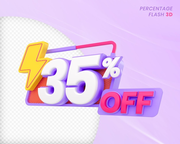 35 por ciento de descuento con elemento flash 3d render premium psd