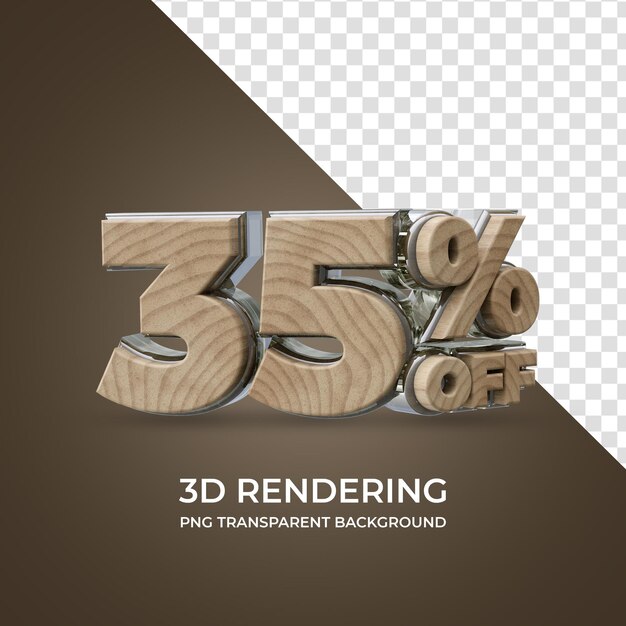 35 por ciento de descuento en renderizado 3d estilo de madera de fondo transparente aislado