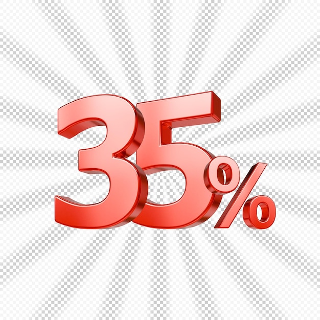 35 por ciento de descuento en rojo 3D