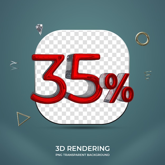 35 por ciento número 3d fondo transparente