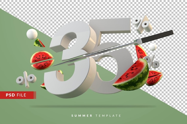 35 per cento e rendering di frutta a fette di anguria