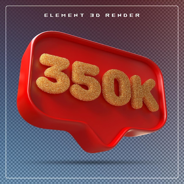 350k follower numero rosso abbonarsi icona 3d